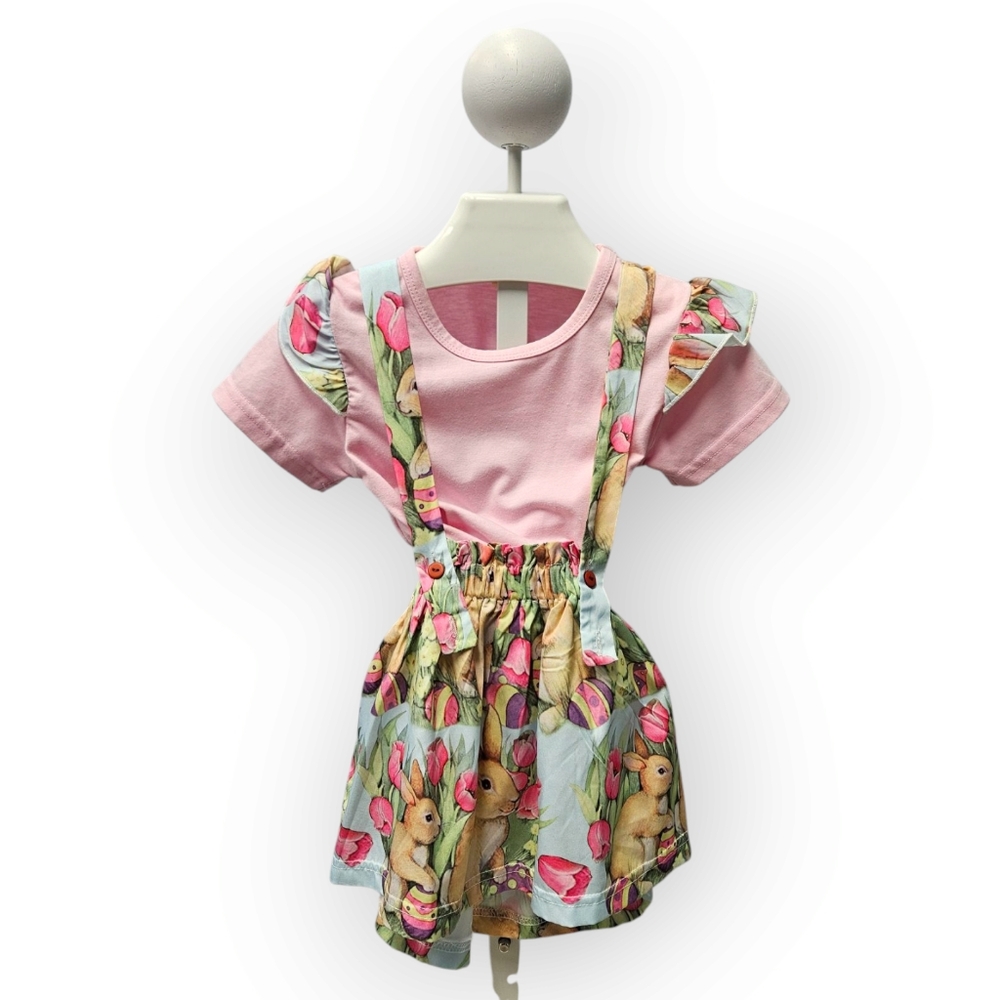 Pink Floral Suspender Dress